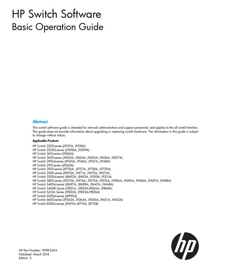hp switch software basic operation guide